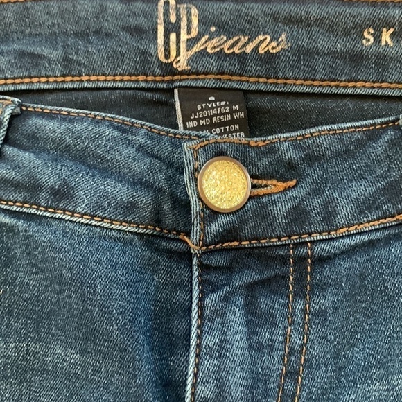 CP Jeans Blue‎ Skinny Low Rise Rhinestone Button Stretch Denim Juniors Size 9 - Picture 6 of 11